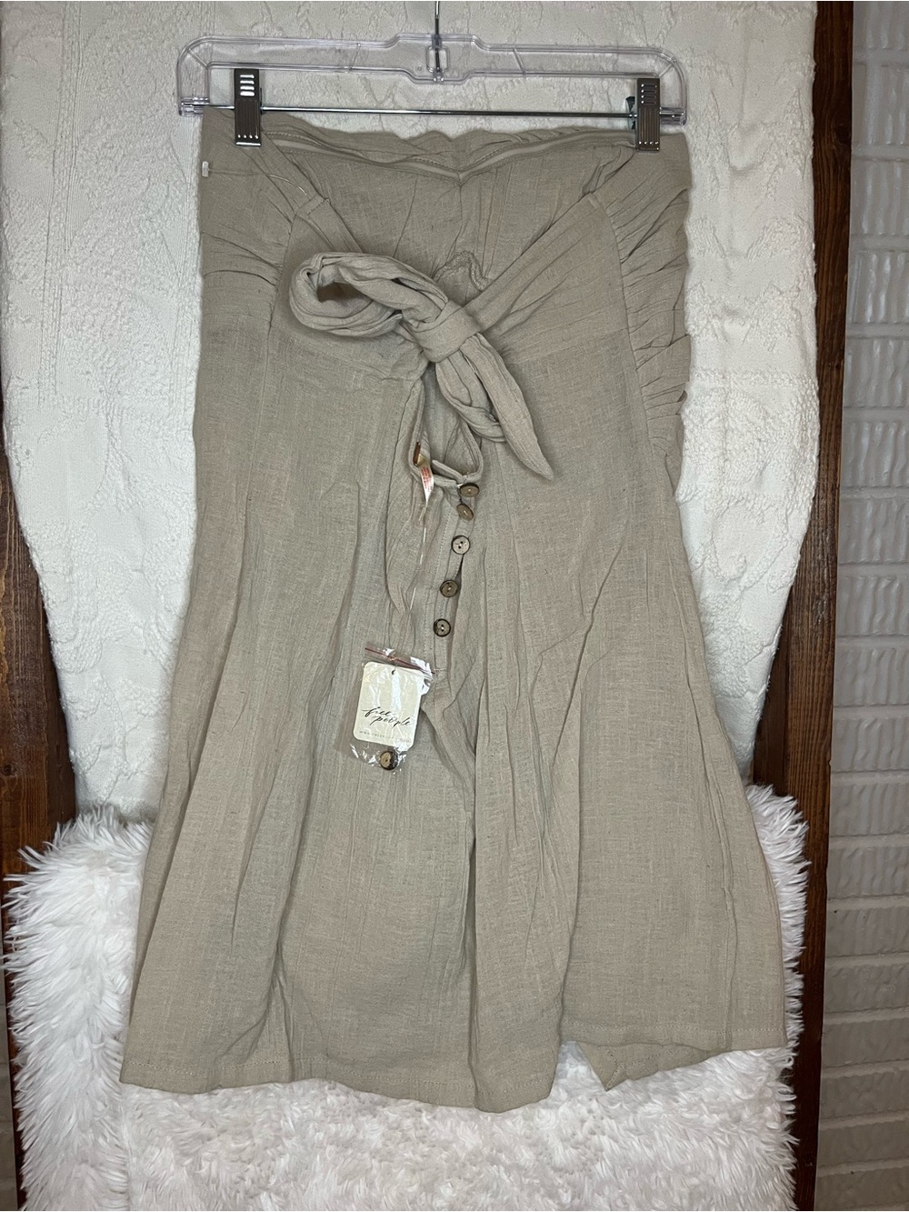 Free People Life Like This Linen Strapless Midi Women’s Large Dress